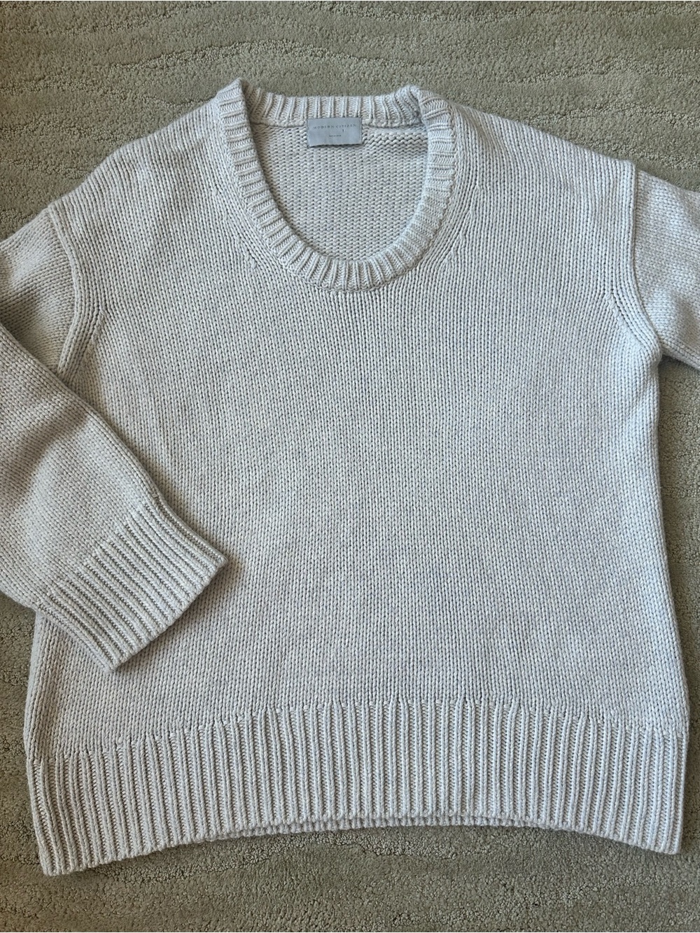 Modern Citizen Archie Deep U Scoop Neck Cotton Sweater Nimbus Light Gray Sze Med - Picture 10 of 16